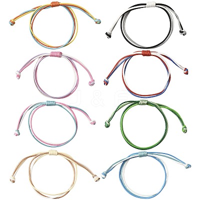 8Pcs 8 Colors Korean Waxed Polyester Cord Braided Bead Bracelets BJEW-FS00024-1