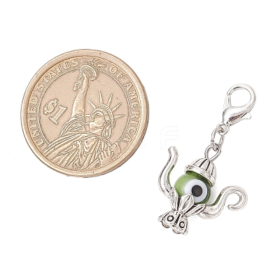 Teapot Handmade Evil Eye Lampwork & Tibetan Style Alloy Pendant Decorations HJEW-JM03543-02-1