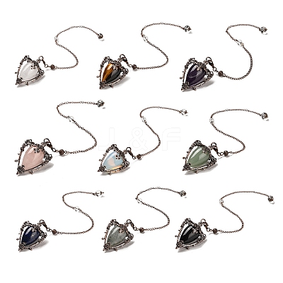 Mixed Gemstone Triangle Dowsing Pendulum Pendants G-G022-01R-1