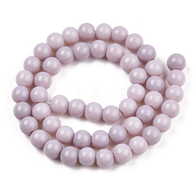 Opaque Solid Color Glass Beads Strands X-GLAA-T032-P8mm-07-1