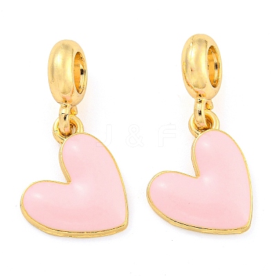 Rack Plating Alloy Enamel Heart European Dangle Charms FIND-B034-20G-01-1