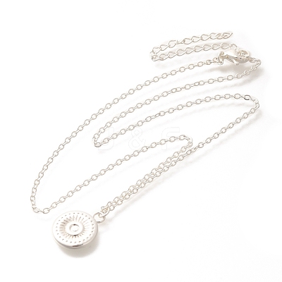 304 Stainless Steel Flat Round Coin Pendant Cable Chain Necklaces for Women STAS-Z108-02S-01-1