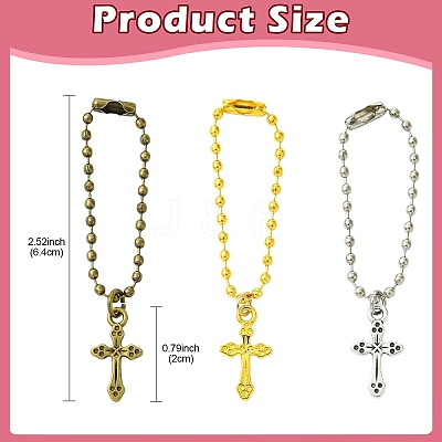 60Pcs 3 Colors Alloy Cross Pendant Decoration HJEW-YW00042-1