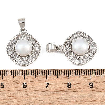 Brass Micro Pave Clear Cubic Zirconia Pendants KK-CBA6A75-43P-1