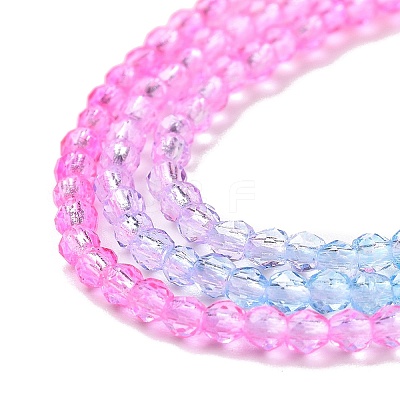 Transparent Gradient Color Glass Beads Strands GLAA-G101-2mm-07-1