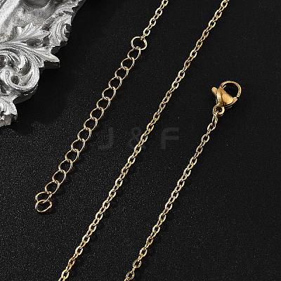 Ion Plating(IP) 304 Stainless Steel Cable Chain Necklace STAS-T040-PJ205-60-1