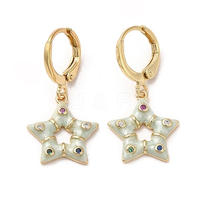 Star Real 18K Gold Plated Brass Dangle Leverback Earrings EJEW-L268-033G-02-1