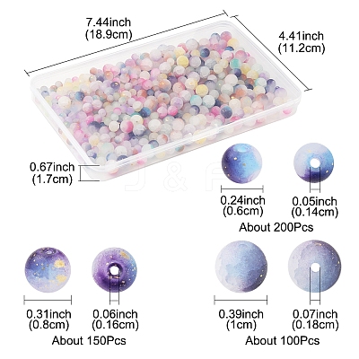 450Pcs Frosted Baking Paint Crackle Glass Beads with Glitter Powder DGLA-FS0001-11-1