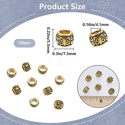 100Pcs Tibetan Style Alloy European Beads TIBEB-SP0001-07-1