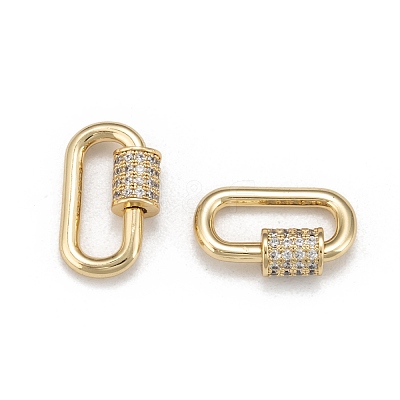 Brass Micro Pave Cubic Zirconia Screw Carabiner Lock Charms ZIRC-G160-22G-1
