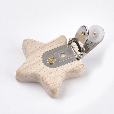 Beech Wood Baby Pacifier Holder Clips X-WOOD-T015-09-1