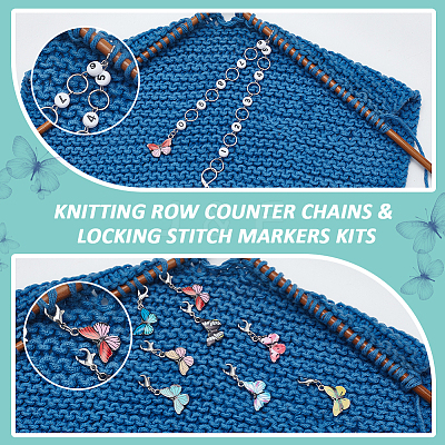 Knitting Row Counter Chains & Locking Stitch Markers Kits HJEW-AB00532-1