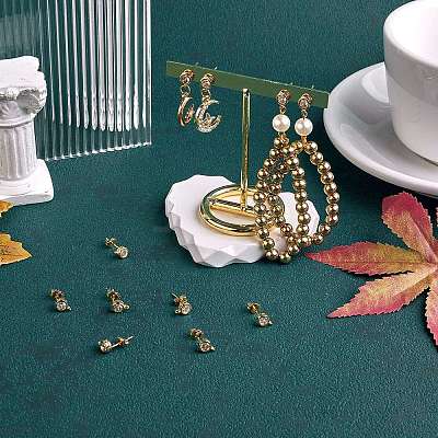 5 Pairs Rack Plating Brass Micro Pave Cubic Zirconia Stud Earring Findings KK-SZ0005-96-1