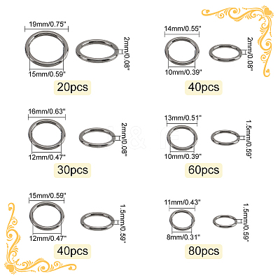 6 Styles Zinc Alloy Linking Rings FIND-PH0010-24-1