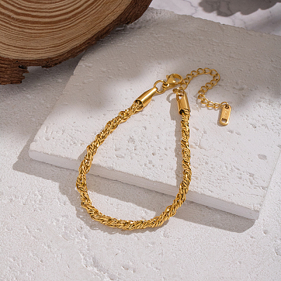 304 Stainless Steel Singapore Chain Bracelets for Women AF5599-1-1