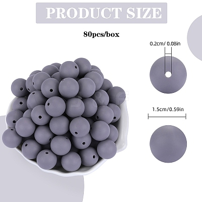 80Pcs Round Silicone Focal Beads SIL-SZ0001-24-22-1
