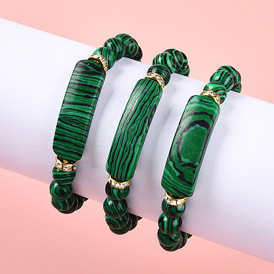 Synthetic Malachite Beads Stretch Bracelets BJEW-T022-04K-1-1