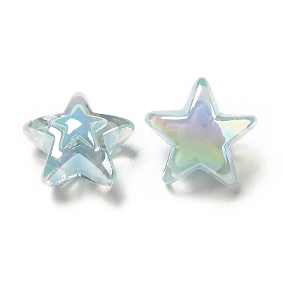 UV Plating Rainbow Iridescent Transparent Acrylic Beads X-OACR-C007-06-1