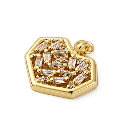 Brass Micro Pave Cubic Zirconia Pendants KK-P308-17G-1