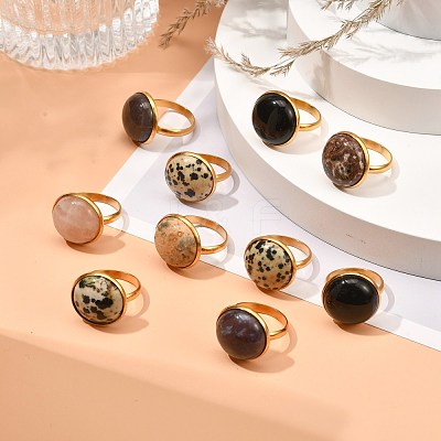Half Round Mixed Gemstone Ring for Girl Women RJEW-JR00396-1