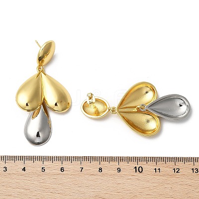 Teardrop Brass Dangle Stud Earrings EJEW-S258-06GP-1