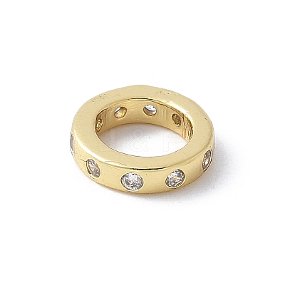 Brass Micro Pave Cubic Zirconia European Beads KK-K399-14G-1