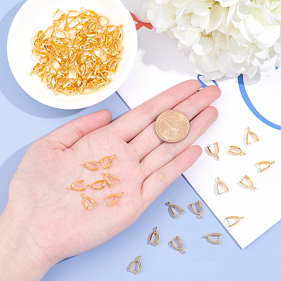 Grade AA Brass Ice Pick Pinch Bails for Pendant Making KK-PH0001-35G-NR-1