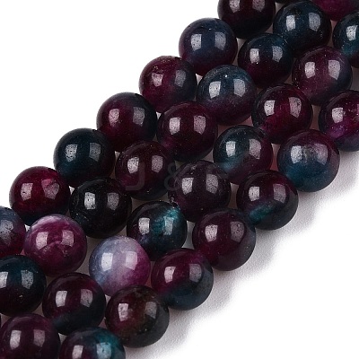 Dyed Natural White Jade Beads Strands G-T138-6mm-210-2-1