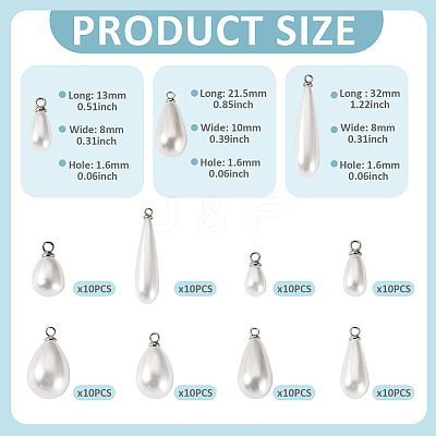 80Pcs 8 Styles ABS Plastic Pearl Pendants FIND-TA0010-50-1