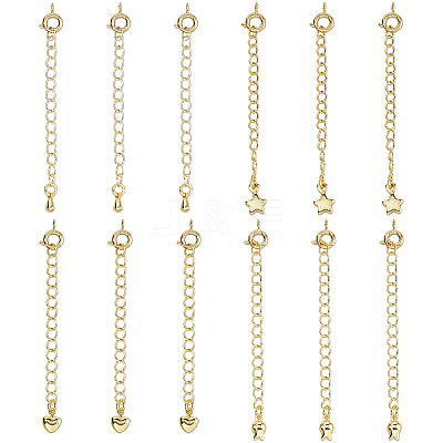 12Pcs 4 Styles Brass Curb Chain Extender KK-HS0015-33G-1