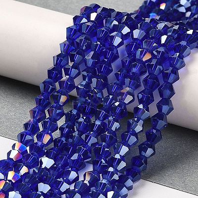Transparent Electroplate Glass Beads Strands GLAA-F029-4mm-A06-1