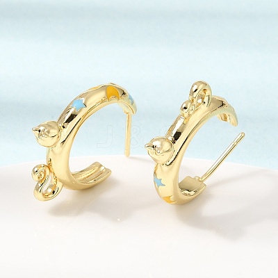 Brass Enamel Stud Earrings KK-CBA8324-23G-04-1