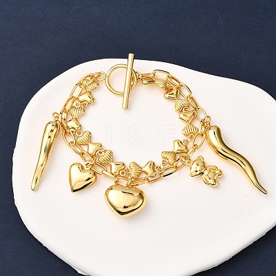 304 Stainless Steel Bowknot Link Chain Multi-strand Bracelets BJEW-G758-01G-1