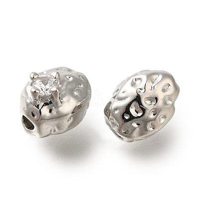 Brass Micro Pave Cubic Zirconia Beads KK-Q001-01P-1