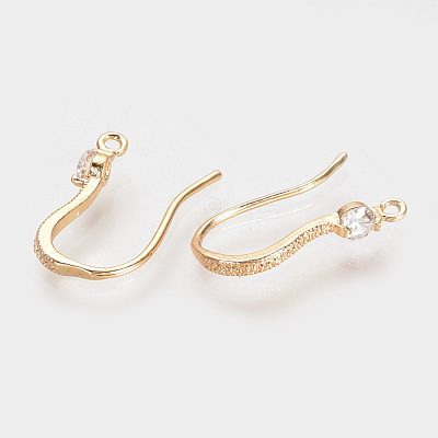 Brass Cubic Zirconia Earring Hooks KK-S336-43G-1