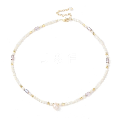 Natural Trochid Shell Beaded Necklaces NJEW-L119-03G-1