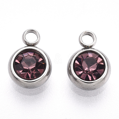 201 Stainless Steel Rhinestone Charms STAS-S068-06-1
