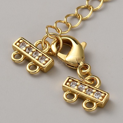 Brass Micro Pave Clear Cubic Zirconia Ends with Chains FIND-WH20023-216G-01-1