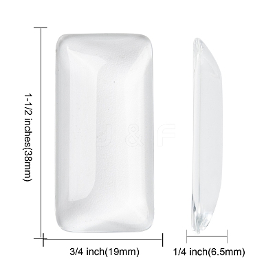 Transparent Rectangle Glass Cabochons GGLA-R025-38x19-1