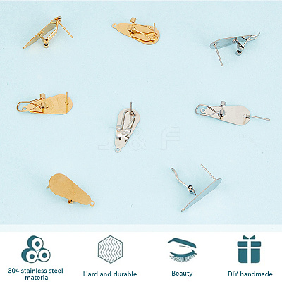 12Pcs 2 Colors 304 Stainless Steel Stud Earring Findings STAS-SP0001-89B-1