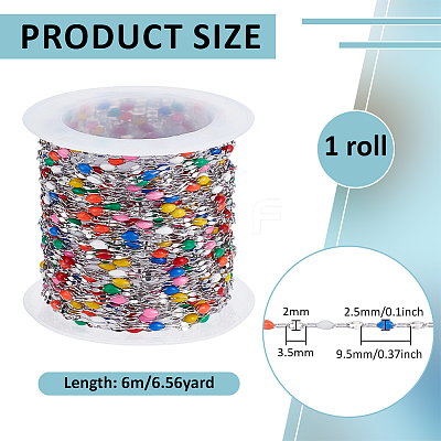304 Stainless Steel Enamel Dapped Chains CHS-WH0010-06P-1-1