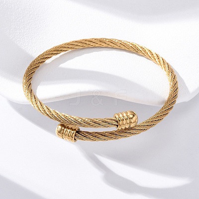 304 Stainless Steel Torque Bangles for Women BJEW-G584-18G-1
