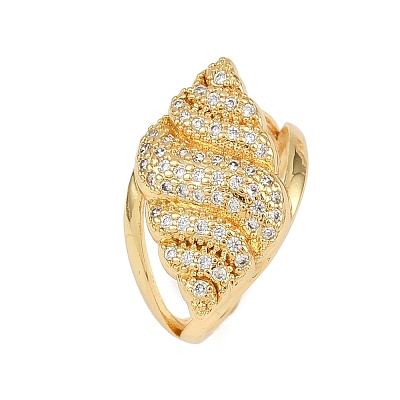 Brass Micro Pave Cubic Zirconia Cuff Rings for Women RJEW-L132-03G-03-1
