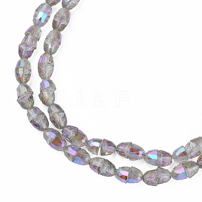 Electroplate Transparent Glass Beads Strands EGLA-N002-35-1