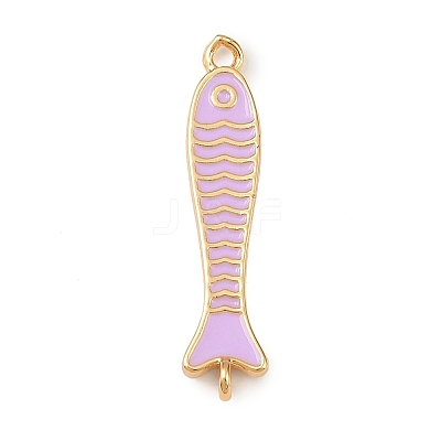 Brass Enamel Fish Connector Charms KK-L255-15G-1