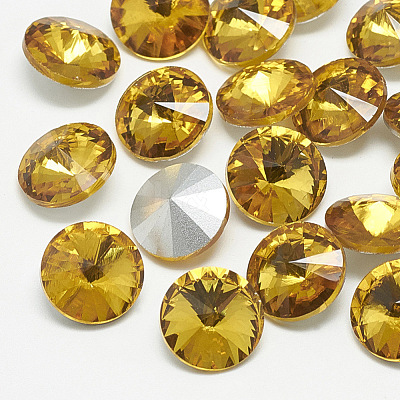 Pointed Back Glass Rhinestone Cabochons RGLA-T086-10mm-22-1