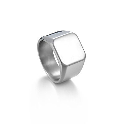 Square 304 Stainless Steel Finger Rings WGB1DFB-20-1