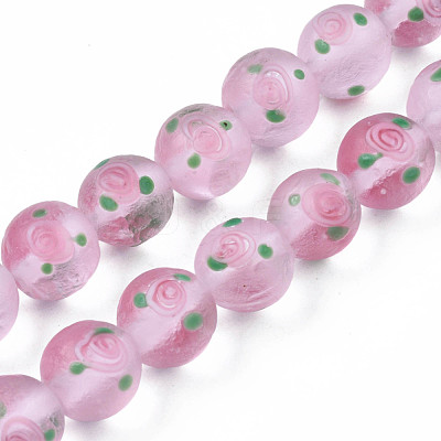 Handmade Frosted Lampwork Beads Strands LAMP-N021-39A-1