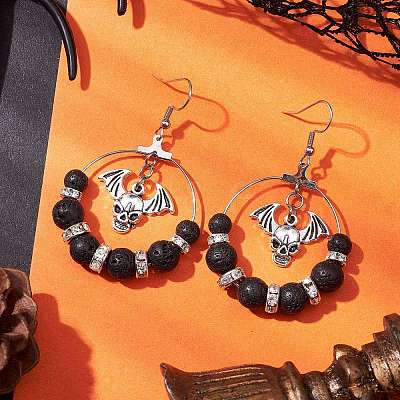 Brass with 304 Stainless Steel Dangle Earring EJEW-TA00466-1