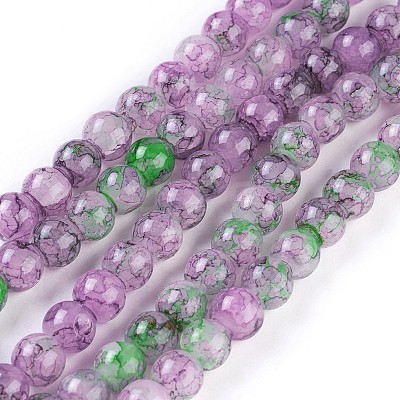 Spray Painted Glass Beads Strands GLAA-A038-C-52-1